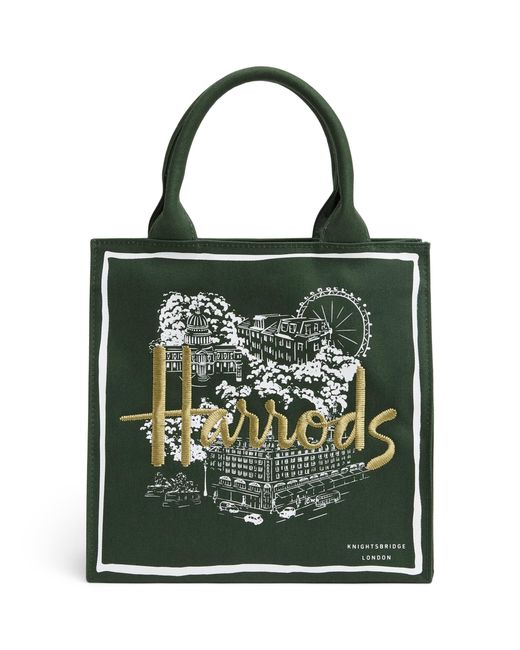 Harrods Green Small City Stories Tote Bag