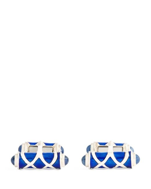 Deakin & Francis Blue Sterling And Sapphire Cufflinks for men