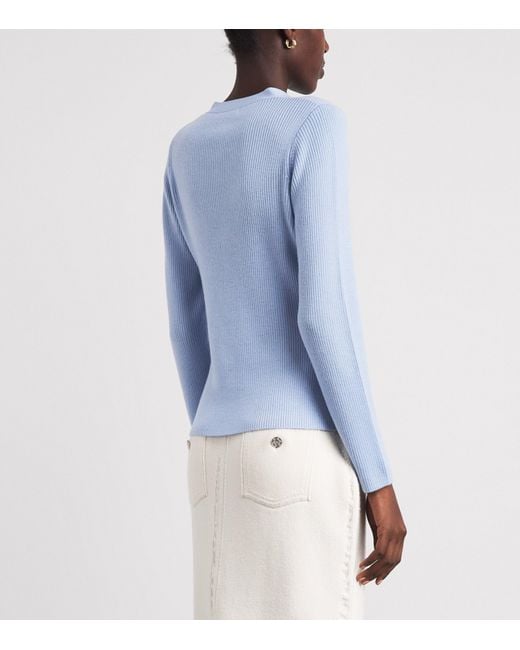 Emilia Wickstead Blue Merino Wool Ash Cardigan