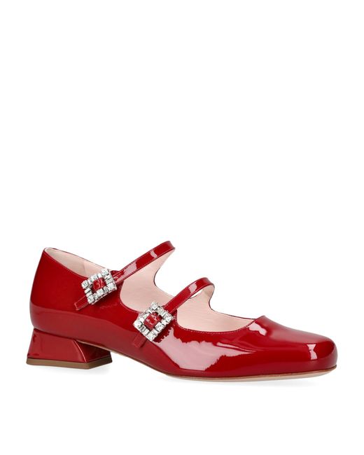 Roger Vivier Red Patent Leather Tres Viv Mary Janes 25