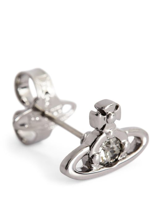 Vivienne Westwood Black Crystal-embellished Nano Solitaire Single Stud Earring for men