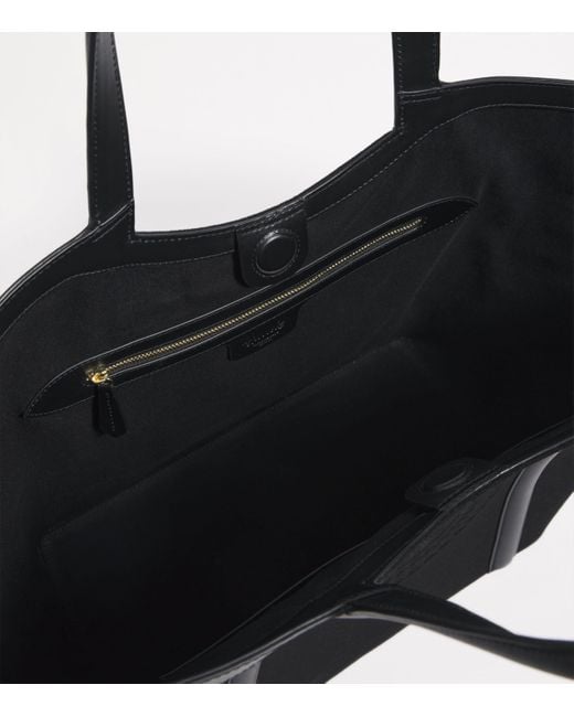 Harrods Black Large Canvas-Leather Embossed Tote Bag