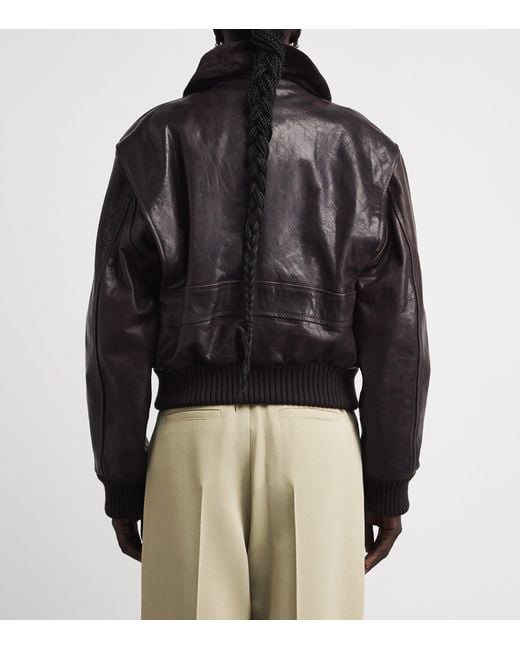 Victoria Beckham Black Aviator Leather Jacket