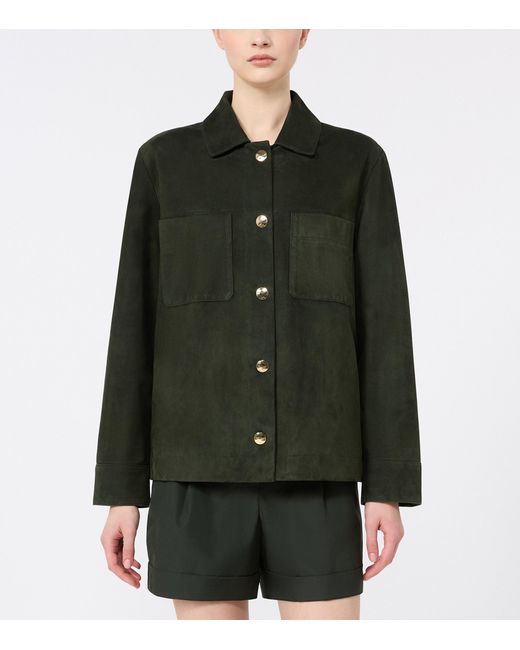 Max Mara Green Suede Shirt Jacket