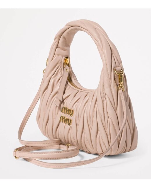 Miu Miu Pink Matelassé Leather Wander Top-Handle Bag