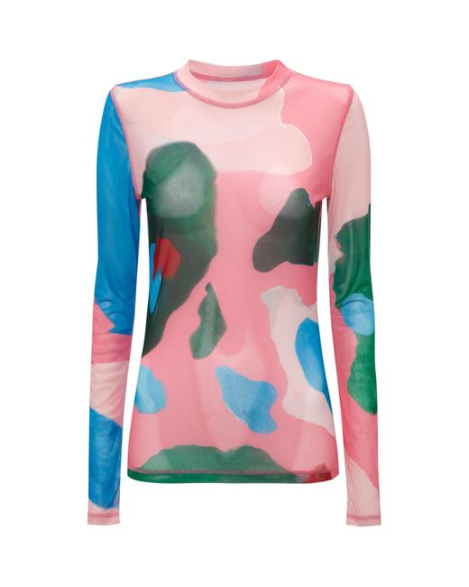J.W. Anderson Pink Mesh Abstract Print Top