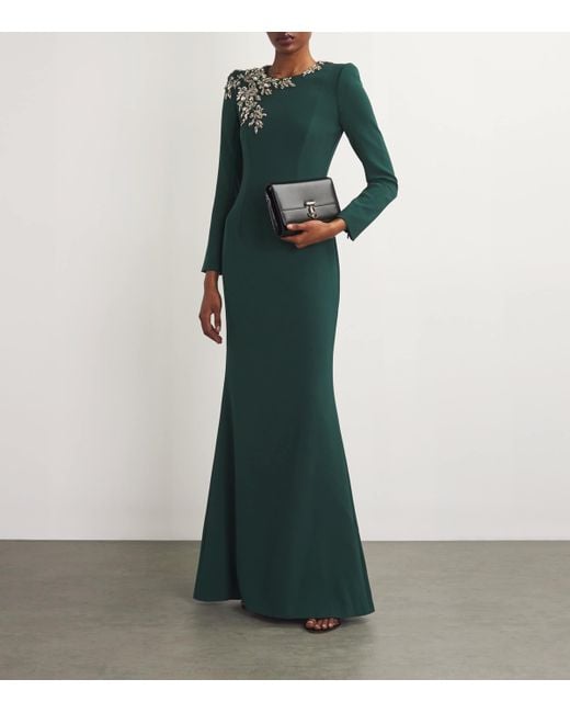 Jenny Packham Green Embellished Angel Eyes Gown