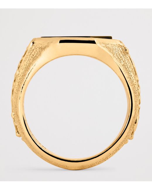 Emanuele Bicocchi Metallic Plated Sterling And Onyx Flourish Signet Ring for men