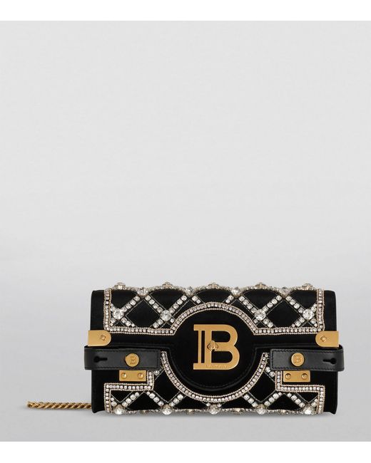 Balmain Black Leather Crystal B-buzz Cross-body Bag