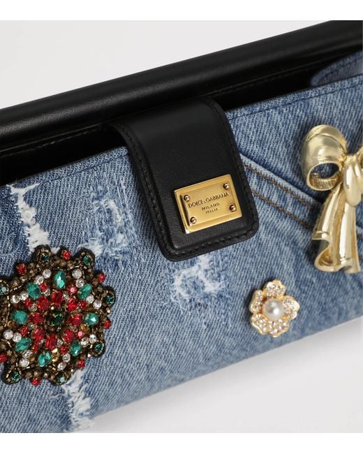 Dolce & Gabbana Blue Denim Embellished Mini Bag