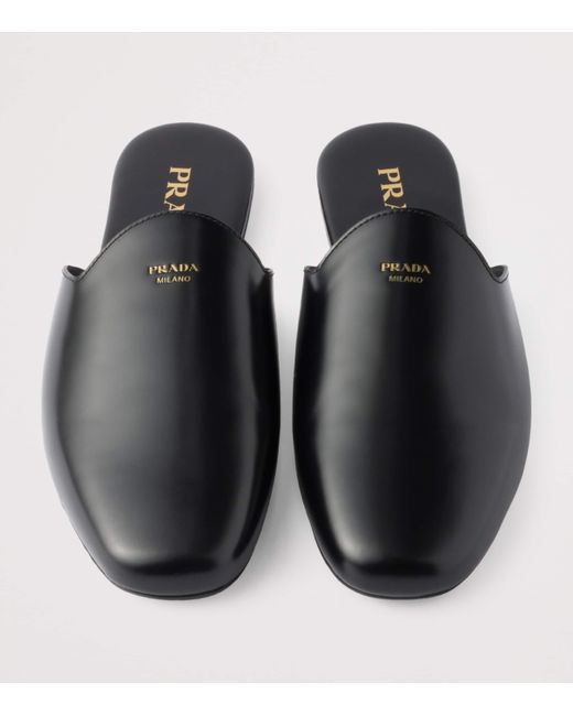 Prada Black Leather Flat Mules