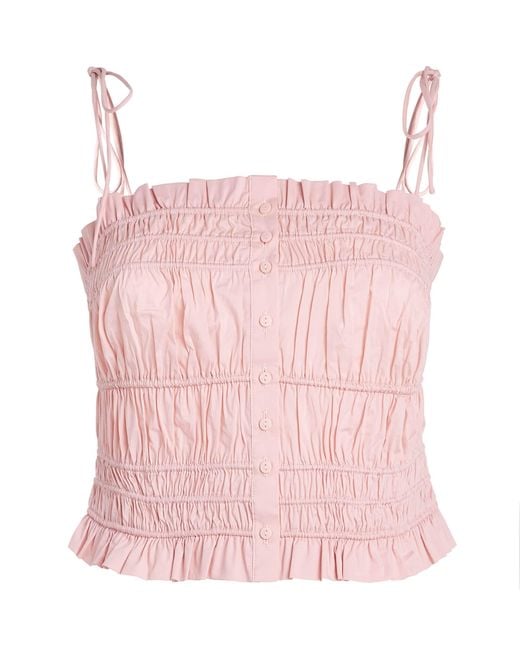 Skims Pink Cotton-Blend Poplin Apparel Cami Top