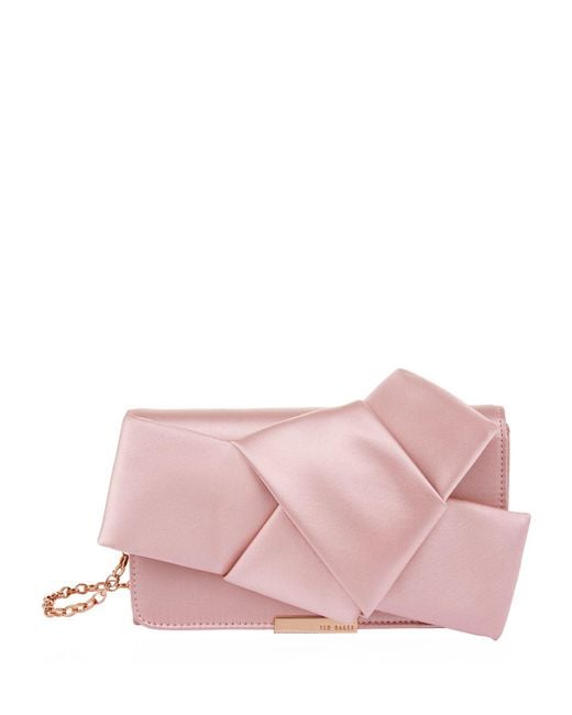 Ted Baker Pink Feefee Satin Bow Clutch Bag