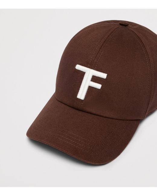 Tom Ford Brown Cotton Logo Baseball Cap for men