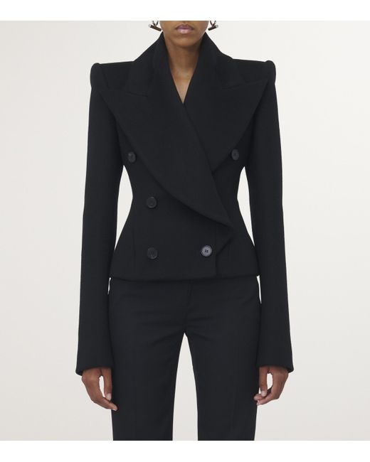 Alexander McQueen Black Wool-Cashmere Double-Breasted Blazer