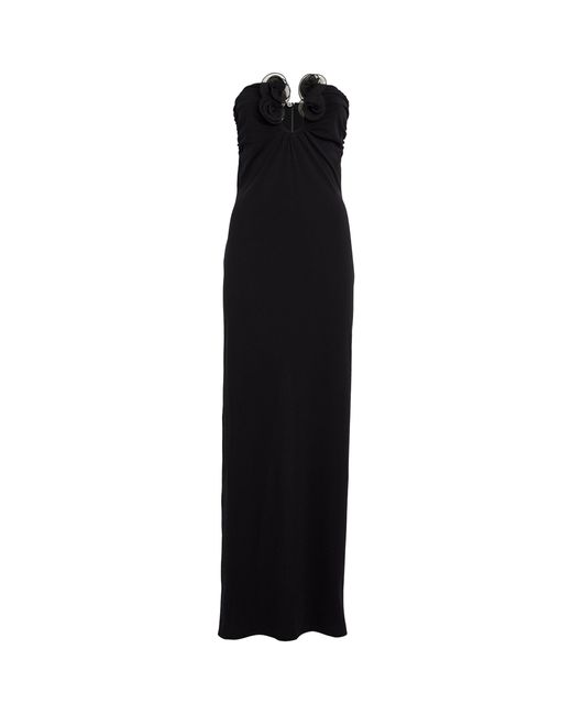 Magda Butrym Black Strapless Floral-detail Maxi Dress