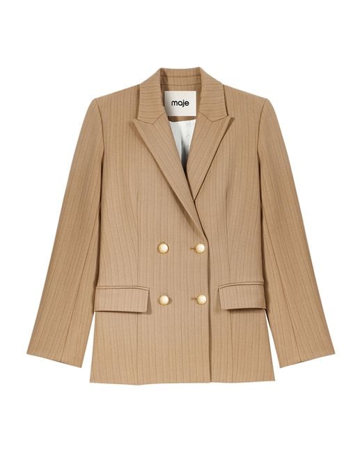 Maje Natural Wool-Blend Striped Blazer