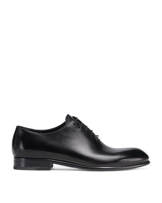 Zegna Black Leather Vienna Oxford Shoes for men