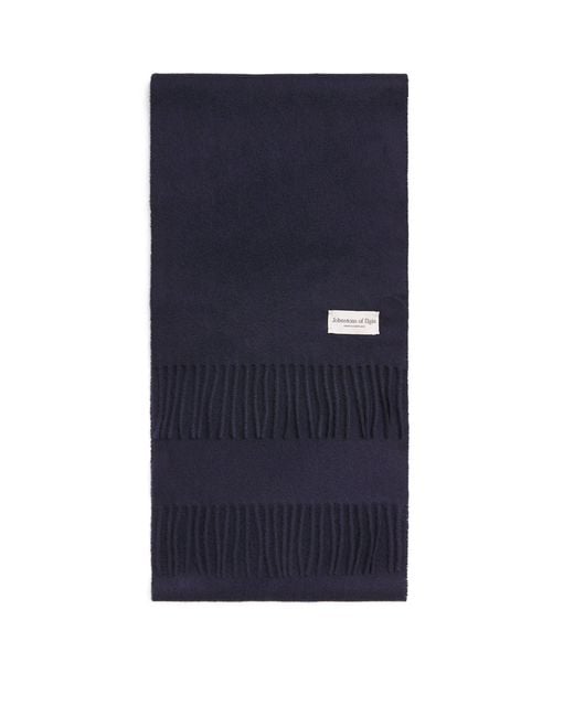 Johnstons Blue Natural Cashmere Scarf for men