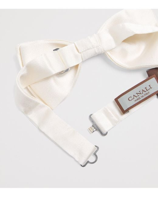 Canali White Silk Bow Tie for men