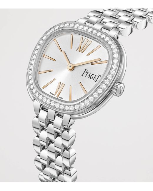 Piaget Metallic Stainless Steel And Diamond Sixtie Watch