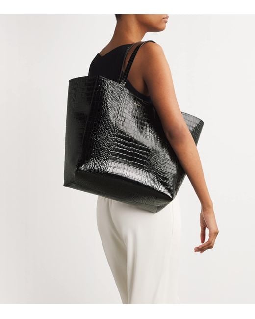 Anine Bing Croc-Embossed Leather Elly Tote Bag in Black | Lyst UK