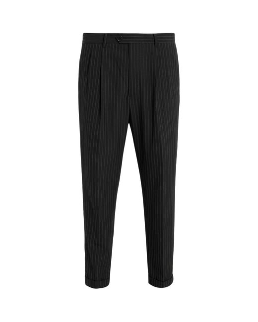 AllSaints Black Recycled Polyester-blend Pinstripe Tallis Trousers for men