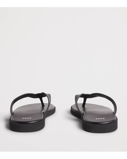 Boss Black Faux Leather Farrel Flip Flops for men