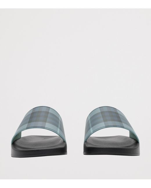 Burberry Blue Check Slides for men