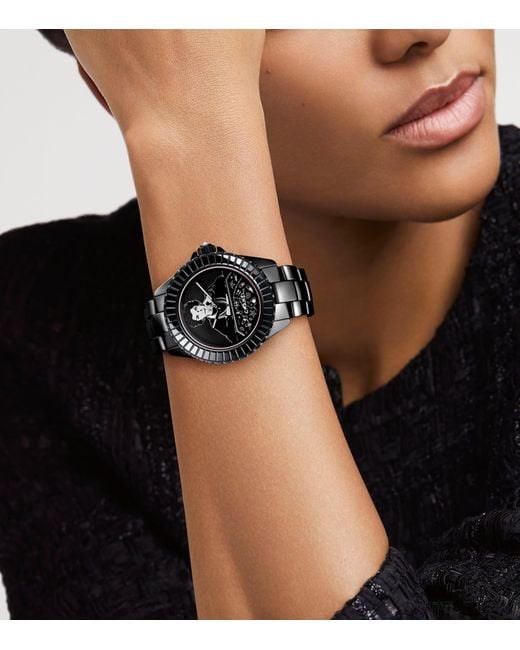 Chanel Black Ceramic, Steel And Diamond Mademoiselle J12 Blush Calibre 12.1 Watch