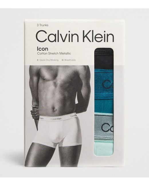 Calvin Klein Blue Cotton Stretch Icon Metallic Boxer Briefs for men