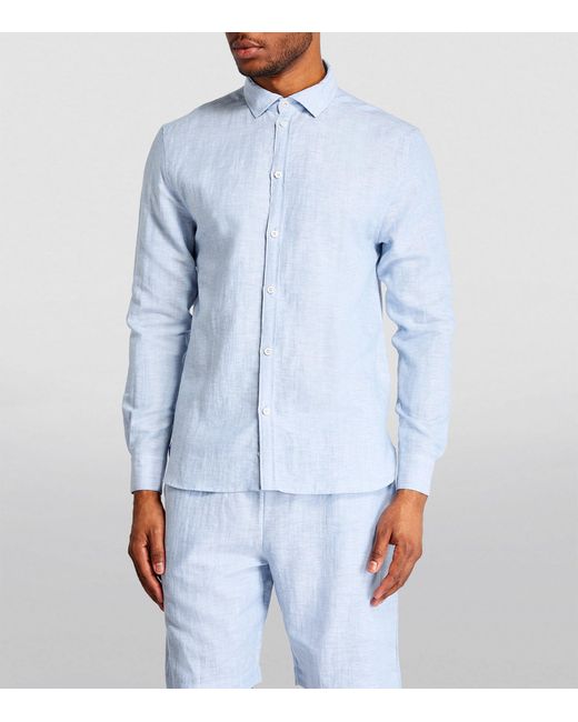 Zimmerli of Switzerland Blue Linen-cotton Shirt for men