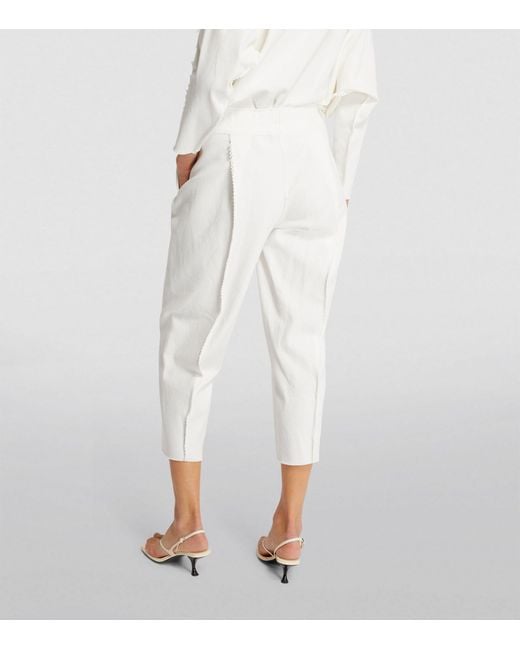 Issey Miyake White Tapered Campagne Wide-leg Trousers