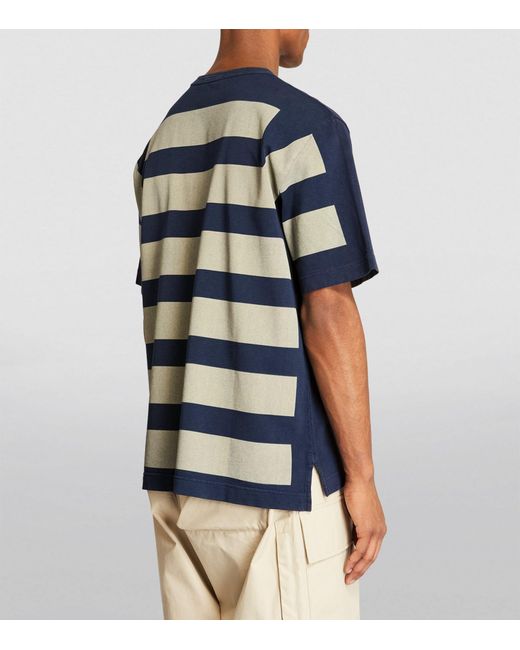 Stone Island Blue Marina Logo Striped T-shirt for men