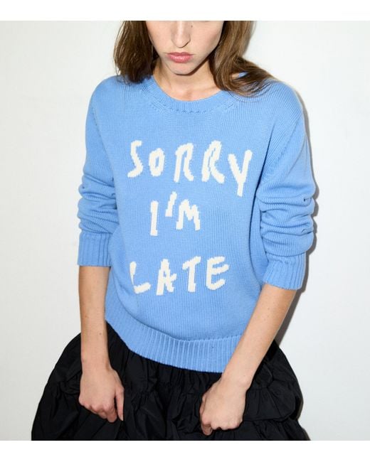 MAX&Co. Blue Cotton Slogan Sweater