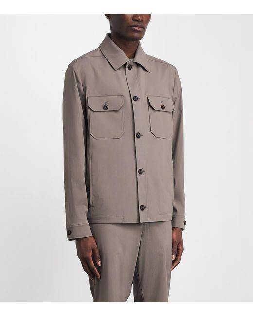 Corneliani Brown Water-Repellent Techwool Overshirt for men