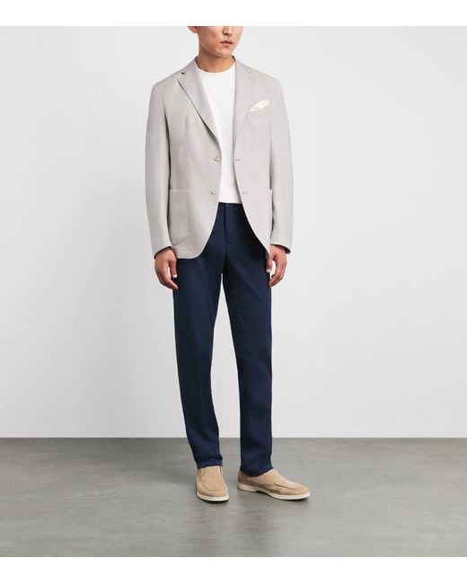Eleventy Gray Cashmere-Silk Single-Breasted Blazer for men