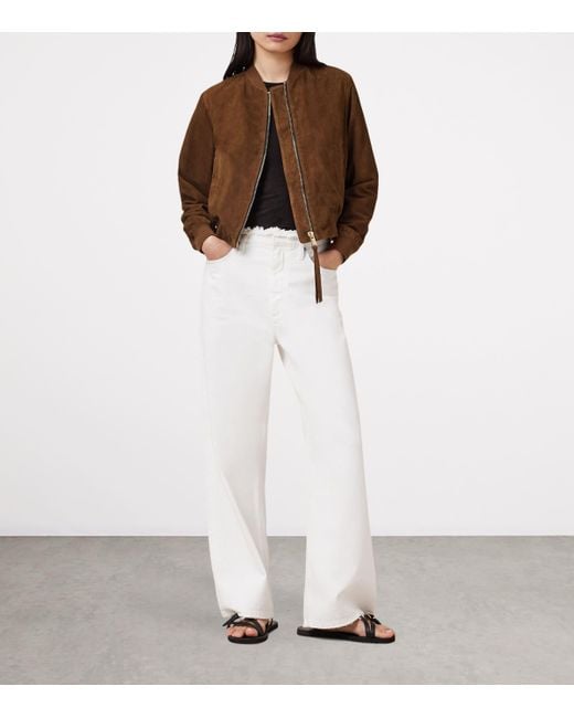 AllSaints Brown Suede Orten Bomber Jacket