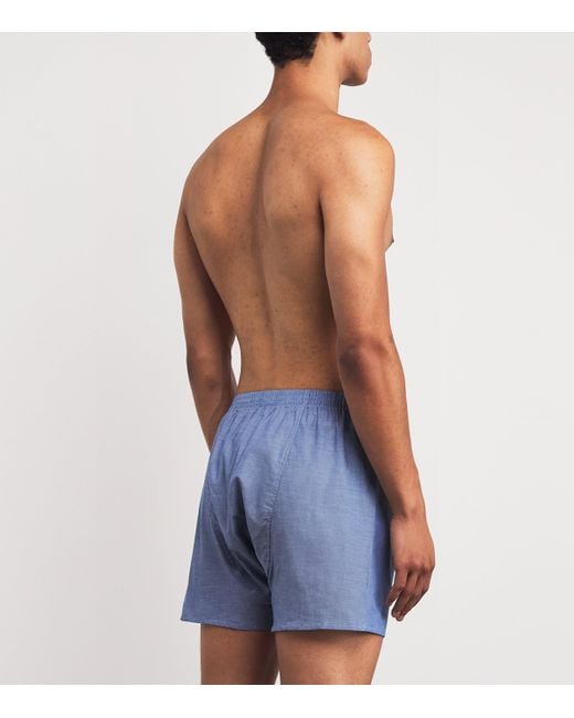 Derek Rose Blue Cotton Traditional Amalfi Boxer Shorts for men