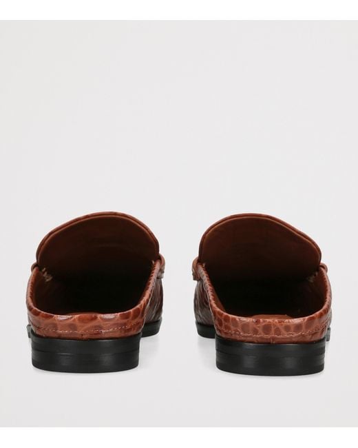 Jonathan Simkhai Brown Croc-Embossed Leather Dean Loafers for men