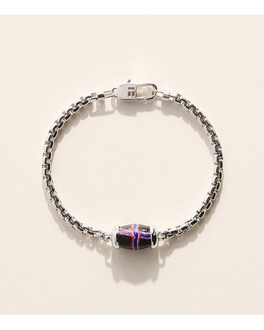 Tateossian Natural Rhodium-Plated French Cross Chain Bracelet for men
