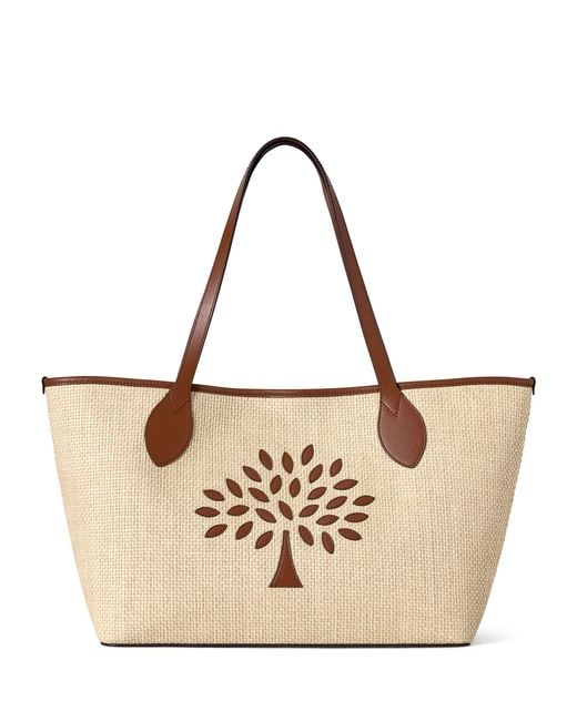 Mulberry Natural Small Raffia-Leather Tree Tote Bag