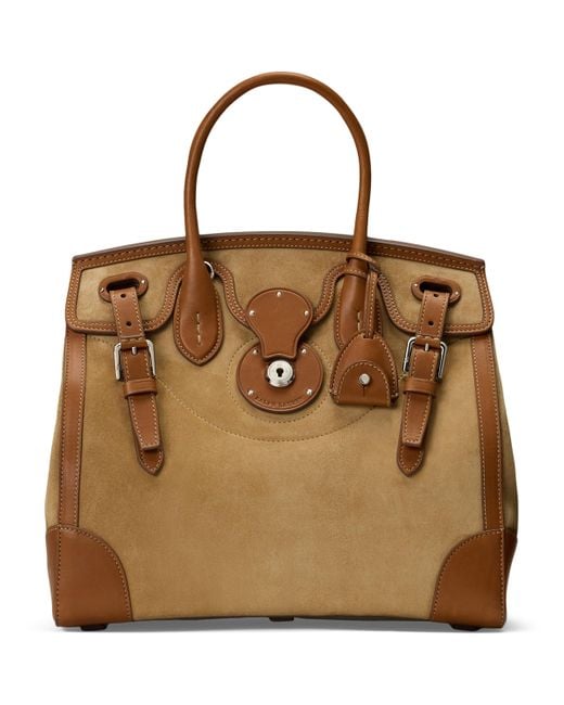 Ralph Lauren Brown Suede Soft Ricky 33 Top-Handle Bag