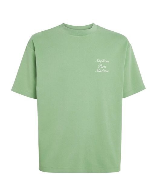 Drole de Monsieur Green Cotton Slogan T-Shirt for men