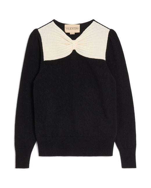 Valentino Black Virgin Wool Bow Sweater