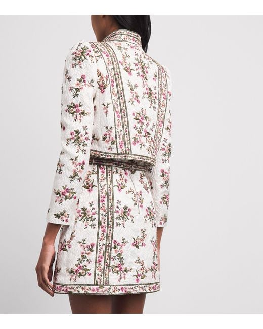 Alice + Olivia White Embellished Ilaria Brocade Jacket