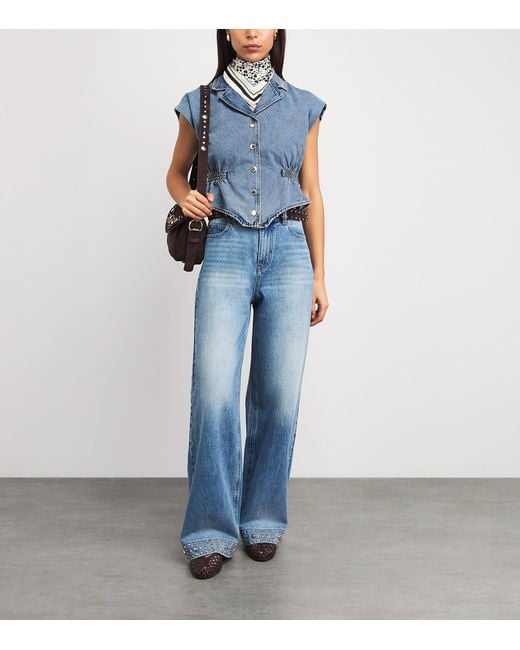 Sandro Blue Denim Sleeveless Top