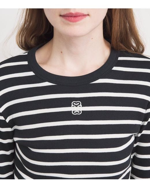 Sandro Black Cotton Stripe Crop Top