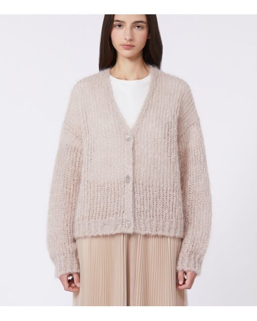 Weekend by Maxmara Natural Mohair-Wool-Blend V-Neck Cardigan