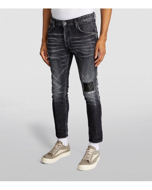 DSquared² Gray Distressed Skinny Skater Jeans for men